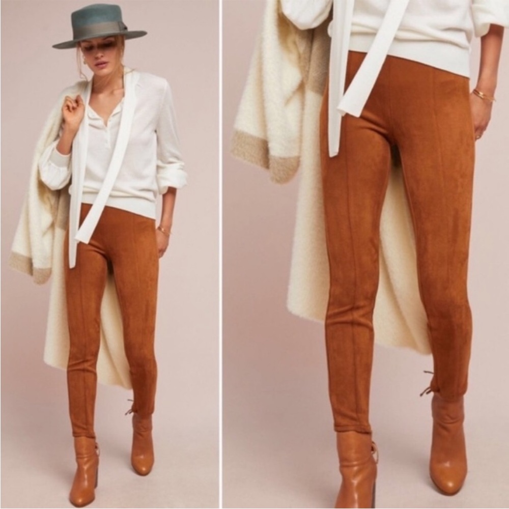 Anthropologie Brown Faux Suede Leggings